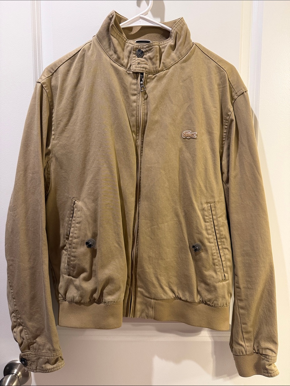 Lacoste Khaki Green Bomber Jacket - Zip Front